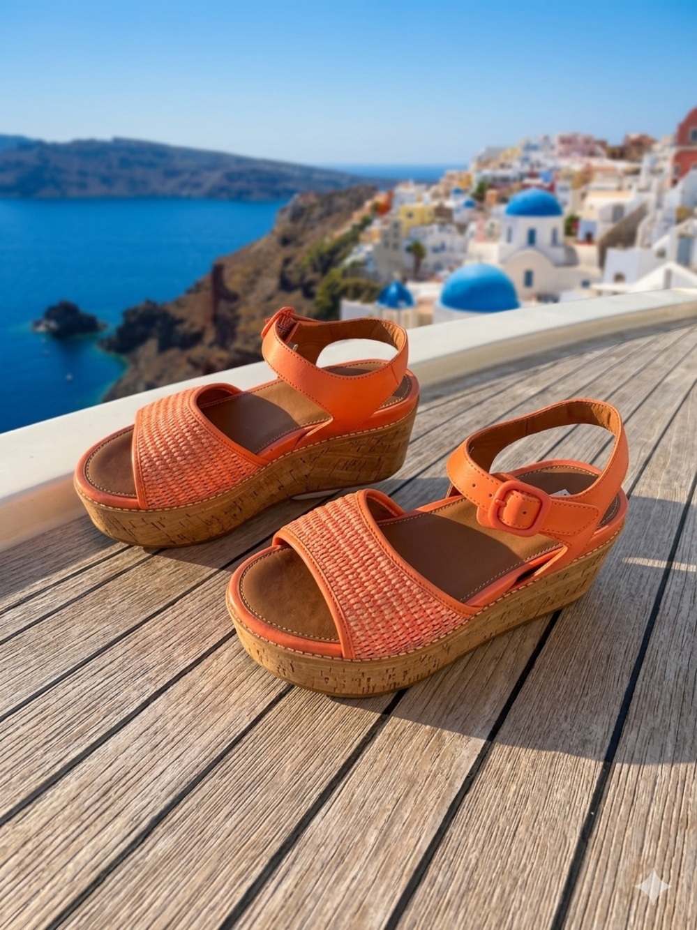 Fitflop Orange Woven Cork Platform Sandals